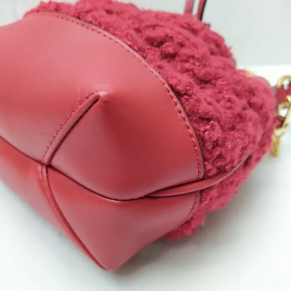 Tory Burch Willa Boucle Red Tweed Mini Drawstring Bucket Crossbody Bag - Picture 14 of 16